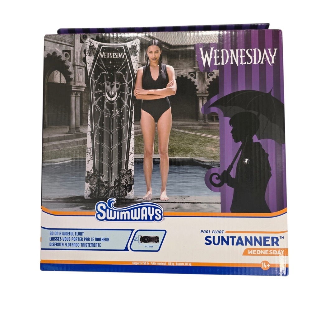 SWIMWAYS WEDNESDAY POOL FLOAT INFLATABLE SUNTANNER OVER 5.8' LONG ADDAMS FAMILY